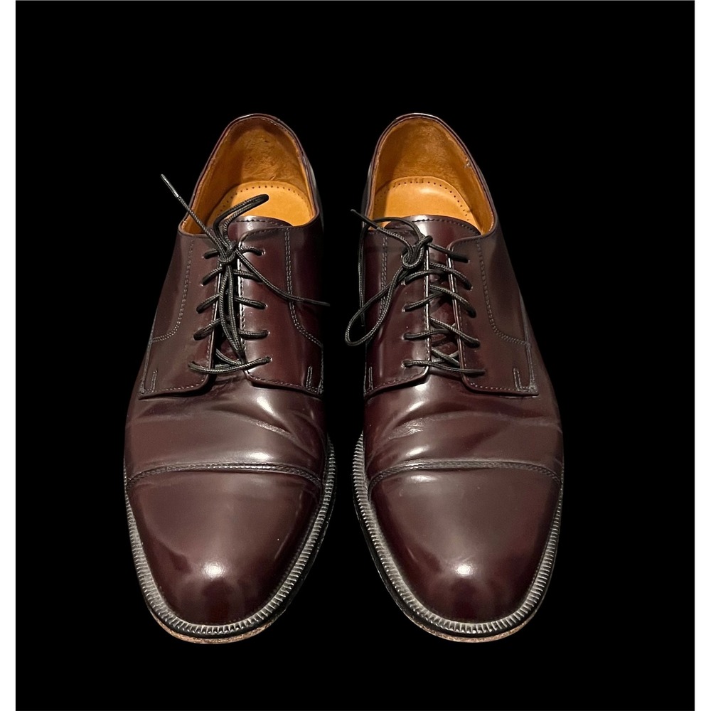 Cole Haan City Mens Burgundy Leather Cap Toe Derby Shoes C8331 Size 9.5 D